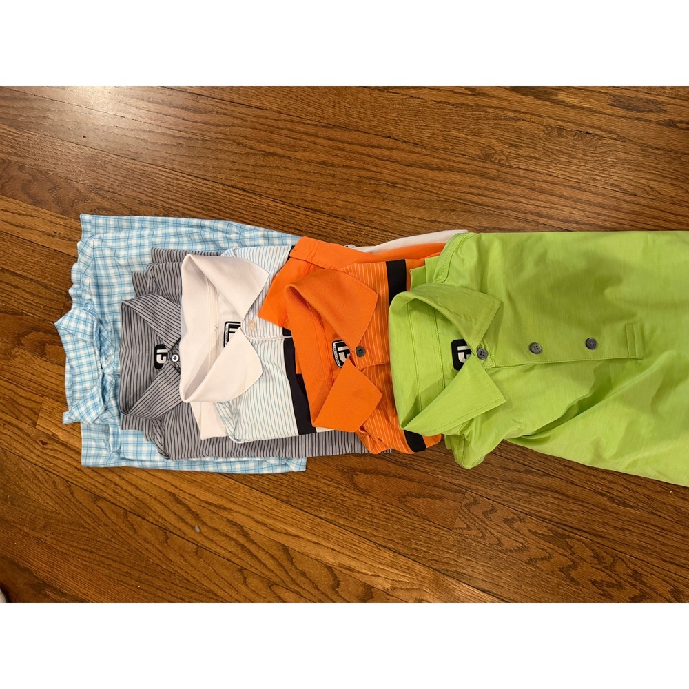 FootJoy Mens Golf Polo Shirt Bundle Lot of 5 Multicolor Striped Plaid M